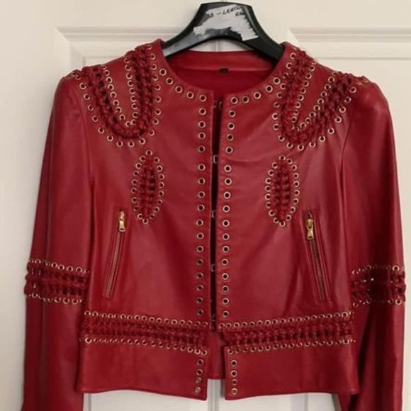 Gorgeous red lambskin leather jacket - Picture 1 of 4